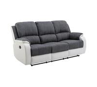 Canapé 3 places relax en microfibre et simili gris et blanc BRODY
