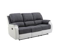 Canapé 3 places relax en microfibre et simili gris et blanc BRODY