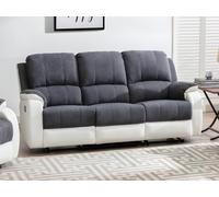 Canapé 3 places relax en microfibre et simili gris et blanc BRODY