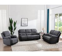 Canapé 3 places relax en microfibre et simili gris et noir BRODY