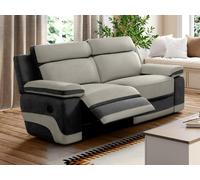 Canapé 3 places relax en microfibre gris clair et bandes anthracites TALCA