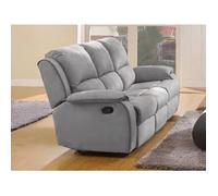 Canapé 3 places relax en microfibre HERNANI - Gris - VENTE-UNIQUE - Relaxation - Classique