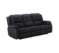 Canapé 3 places relax en microfibre HERNANI - Noir - Classique - Tissu - Relaxation - Moelleux