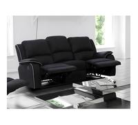 Canapé 3 places relax en microfibre HERNANI - Noir - Classique - Tissu - Relaxation - Moelleux