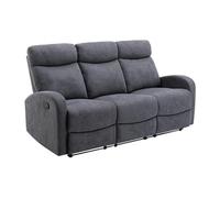 Canapé 3 places relax en tissu gris EVELYN