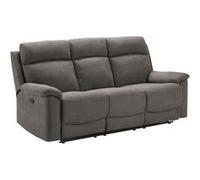 HUESCA - Canapé 3 Places Relax Manuel Tissu Gris -