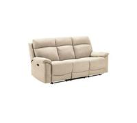 HUESCA - Canapé 3 Places Relax Manuel Tissu Ivoire - Altobuy Beige