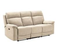 HUESCA - Canapé 3 Places Relax Manuel Tissu Ivoire - Altobuy Beige