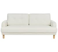 Canapé 3 Places Rétro Minimaliste en Tissu Pieds en Bois Assise Epaisse Blanc Ca