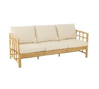 Canapé 3 Places Rotin & Coussin "Elise" 187cm Naturel