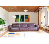 Canapé 3 places scandinave en cuir bordeaux Atsullivan