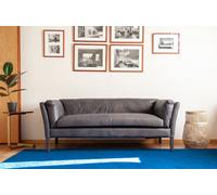 Canapé 3 places scandinave en cuir gris Hamar