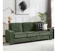 Canapé 3 places vert en velours côtelé 206 cm - Canapé capitonné moderne