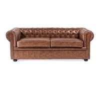 Canapé 3 places vintage en simili-cuir marron CHESTERFIELD - BELIANI