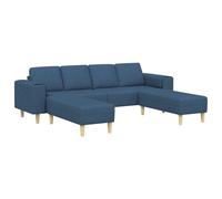 Canapé 4 places 3 pcs Bleu 250 x 188 x 76 cm Tissu