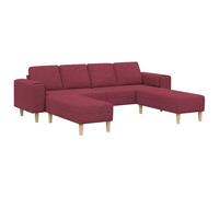 Canapé 4 places 3 pcs Rouge bordeaux 250 x 188 x 76 cm Tissu