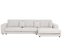 Canapé 4 Places Angle à Gauche Style Moderne Minimaliste en Tissu Blanc Lofoten