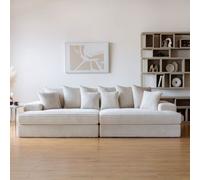 Concept Usine Canapé 4 places Cardiff – velours côtelé beige, assise profonde, coussins déhoussables