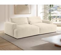 Canapé 4 places confort assise profonde en tissu chenille beige COLYSIA