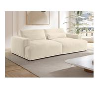 Canapé 4 places confort assise profonde en tissu chenille beige COLYSIA