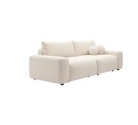 Canapé 4 places convertible en tissu texturé crème DAVISO