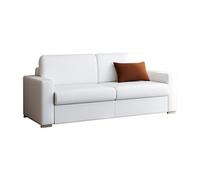 Vente-unique - Canapé 4 Places Convertible Express en Simili Blanc - Couchage Lattes Larges 160 cm - Matelas 16 cm avec Mousse à mémoire de Forme CALITO