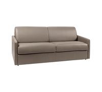 Canapé 4 places convertible express en simili taupe - Couchage à lattes larges 160 cm - Matelas 18 cm CALIFE