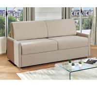 Canapé droit Vente-Unique Canapé 4 places convertible express en tissu CALIFE - Beige- Couchage 160 cm - Matelas 22 cm