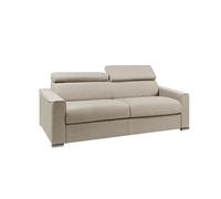 Canapé 4 places convertible express en tissu beige - couchage lattes larges 160 cm - Matelas 22 cm avec mémoire de forme VIZIR
