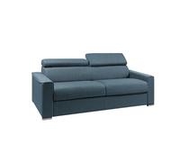 Canapé 4 places convertible express en tissu bleu - couchage lattes larges 160 cm - Matelas 22 cm avec mémoire de forme VIZIR