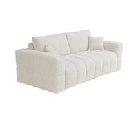Canapé 4 places convertible express en tissu bouclette beige - Couchage 160 cm - Matelas 13 cm ISSORO