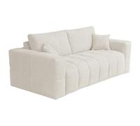 Canapé 4 places convertible express en tissu bouclette beige - Couchage 160 cm - Matelas 16 cm ISSORO