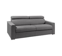 Canapé 4 places convertible express en tissu gris - Couchage 160 cm - Matelas 14 cm VIZIR