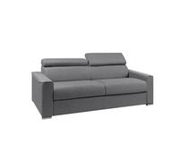 Canapé 4 places convertible express en tissu VIZIR - Gris - Couchage 160 cm - Matelas 22 cm avec mémoire de forme DUNLOPILLO