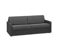 Canapé 4 places convertible express en tissu gris - Couchage à lattes larges 160 cm - Matelas 14 cm CALIFE