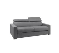 Canapé 4 places convertible express en tissu gris - couchage lattes larges 160 cm - Matelas 22 cm avec mémoire de forme VIZIR