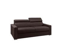 Canapé 4 places convertible express en tissu marron - couchage lattes larges 160 cm - Matelas 22 cm avec mémoire de forme VIZIR