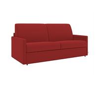 Canapé 4 places convertible express en tissu rouge avec assise mémoire de forme - Couchage à lattes larges 160 cm - Matelas 18 cm CALIFE