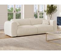 Canapé 4 places convertible express en tissu texturé beige POGNIA