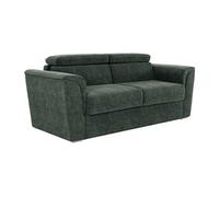 Vente-unique - Canapé 4 Places Convertible Express en Tissu texturé Vert - Couchage à Lattes Larges 160 cm - Matelas 22 cm avec mémoire de Forme - RIZORA