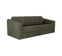 Canapé 4 places convertible express en tissu texturé vert kaki - Couchage lattes larges 160 cm - Matelas 18 cm - DARIELO