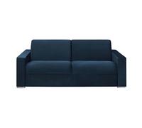 Vente-unique - Canapé 4 Places Convertible Express en Velours Bleu Nuit - Couchage 160 cm - Matelas 14 cm avec mémoire de Forme CALITO