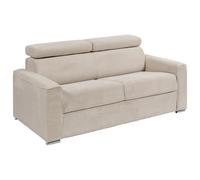 Canapé 4 places convertible express en velours côtelé beige avec assise mémoire de forme - Couchage 160 cm - Matelas 22 cm mémoire de forme VIZIR