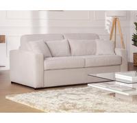 Canapé 4 places convertible express en velours côtelé beige - Couchage 160 cm - Matelas 18 cm - MONDOVI