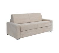 Canapé 4 places convertible express en velours côtelé beige - Couchage 160 cm - Matelas 22 cm avec mémoire de forme - CALITO