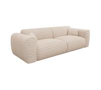 Canapé 4 places convertible express en velours côtelé grosses côtes beige - Matelas 13 cm mémoire de forme POGNIA