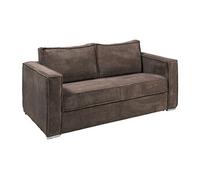 Vente-unique - Canapé 4 Places Convertible Express en Velours côtelé Marron avec Assise mémoire de Forme - Couchage 160 cm - Matelas 22 cm mémoire de Forme Loreto
