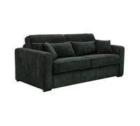 Canapé 4 places convertible express en velours côtelé vert - Couchage 160 cm - Matelas 16 cm - MONDOVI