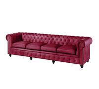 Canapé 4 places en cuir véritable bordeaux CHESTERFIELD #404|Massivmoebel24|