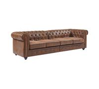 Vente-unique - Canapé 4 Places en Microfibre Aspect Cuir Vieilli Chesterfield